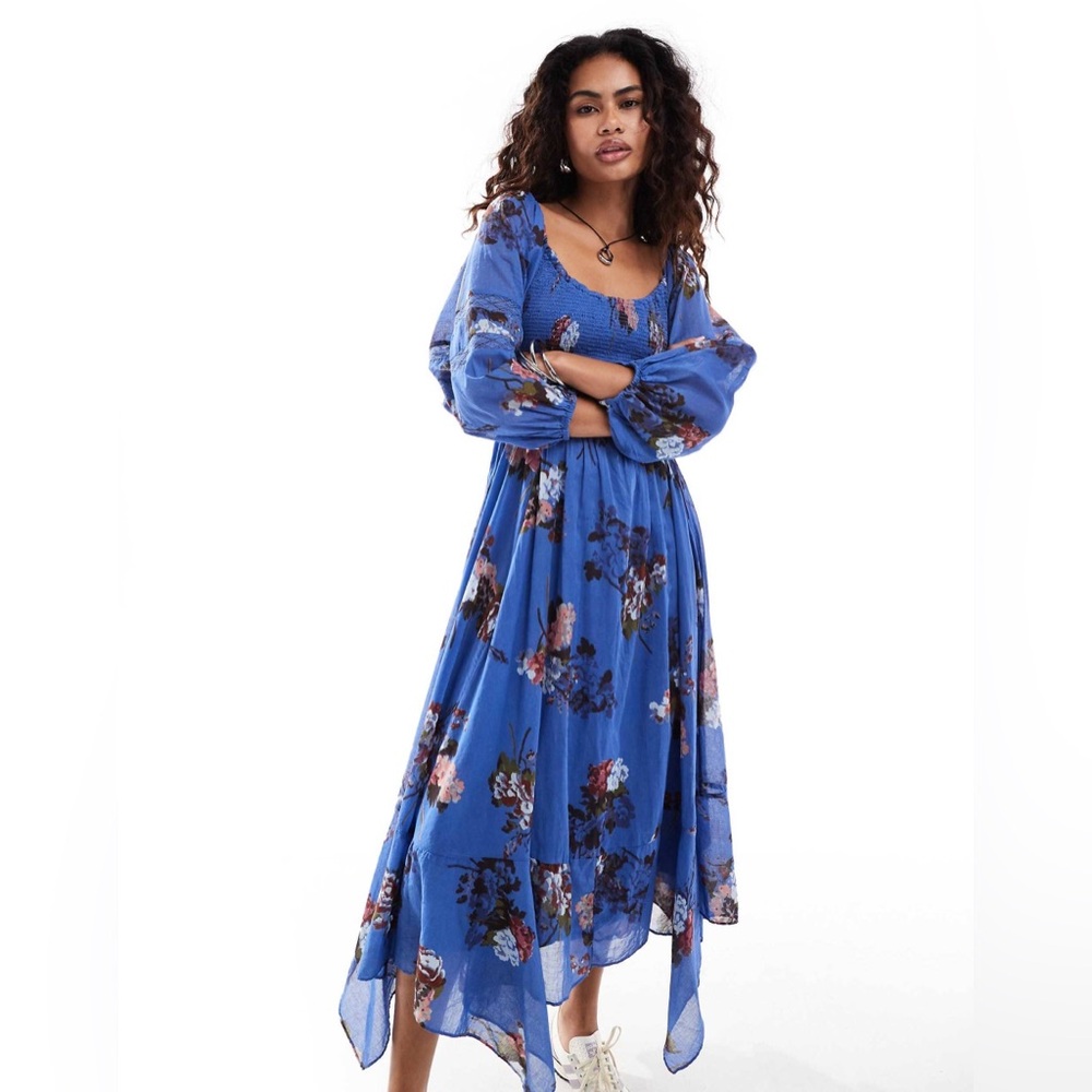 𝓯𝓹 Free People ~ 💙 Morning Glory Maxi Dress in Blue Combo - Picture 13 of 17